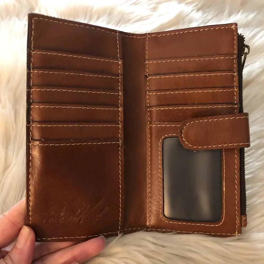 Patricia Nash wallet in tan/brown map leather